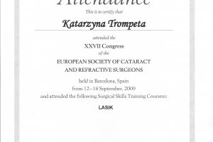 Certyfikat Katarzyna Trompeta